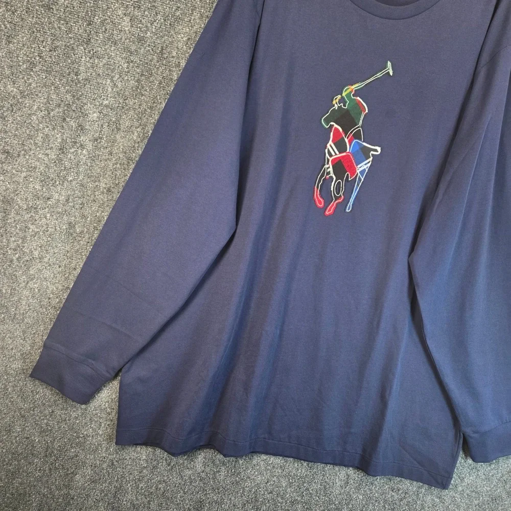Polo Ralph‎ Lauren Men's Classic Fit Plaid Big Pony Jersey T-Shirt Size 2XB Blue